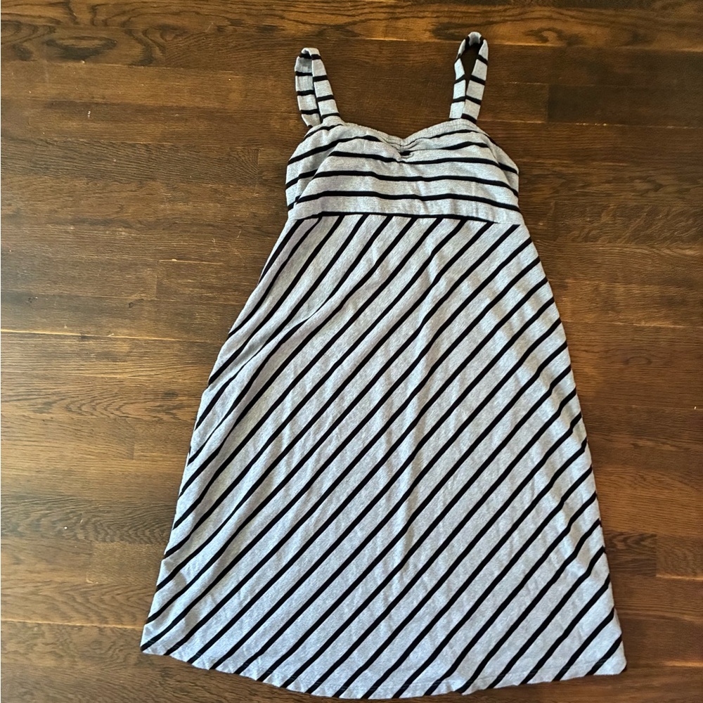 Oh Baby by Motherhood Black and Gray Striped Dress